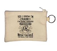 Portamonete con portachiavi Yes I Know I'm Cranky I'm Going Through Fishing Withdrawal, beige