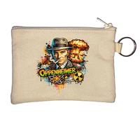 Portamonete con ritratto di scienziato atomico Oppenheimer portachiavi beige
