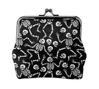 Portamonete con scheletri che ballano, portamonete con chiusura a bacio, piccolo portamonete in pelle PU per donne