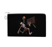 Portamonete con scheletro di pallacanestro Slam Dunk alla moda, in tela, portatile, per uomini e donne, Stile:, Taglia unica, Portamonete