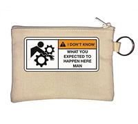 Portamonete con scritta "Arm Stuck in Gears", con scritta divertente "Don't Know What You Expected", colore: beige