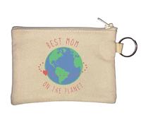 Portamonete con scritta "Best Mom On The Planet Earth Sketch", colore: beige