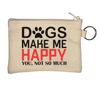 Portamonete con scritta "Dogs Make Me Happy You Not So Much", colore: beige, Beige, Taglia unica