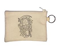 Portamonete con scritta "Don't Fear The Reaper Coffin and Sythe", colore: beige