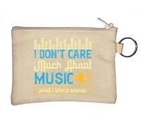 Portamonete con scritta "I Don't Care Much About Music" con scritta "What I Like is Sounds", beige, Beige, Taglia unica