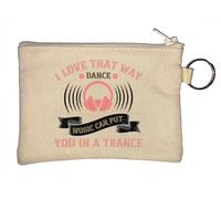 Portamonete con scritta "I Love That Way Dance Music can Put You in a Trance EDM Rave", Beige, Taglia unica