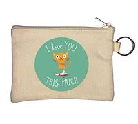 Portamonete con scritta "I Love You This Much Cute Cat Bird Hunting Keychain" beige