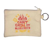 Portamonete con scritta "If Dad Can't Grill It No One Can Barbeque BBQ", colore: beige