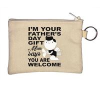 Portamonete con scritta "I'm Your Father'd Day", con scritta in lingua inglese "Mom Says You are Welcome", colore: beige, Beige, Taglia unica