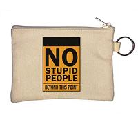 Portamonete con scritta "No Stupid People Beyond This Point", colore: beige