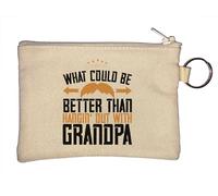 Portamonete con scritta "What Could be Better Than Hangin' Out with Grandpa Moustache Slogan Beige, Beige, Taglia unica