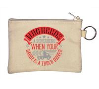 Portamonete con scritta "Who Needs a Superhero When Your Daddy is a Truck Driver", colore: beige, Beige, Taglia unica