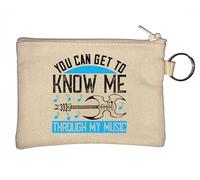 Portamonete con scritta "You can get to Know me Through My Music", colore beige, Beige, Taglia unica