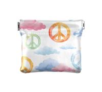 Portamonete con simbolo della pace e nuvola, in pelle PU, mini portafoglio portamonete per donne, ragazze, uomini