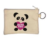 Portamonete con simpatico panda che ti odia con slogan cinico, beige, Beige, Taglia unica