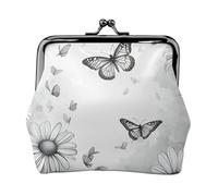 Portamonete con stampa a farfalla e margherita, elegante, unico, carino, mini portafoglio con chiusura a bacio, impermeabile per monete