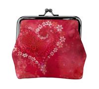 Portamonete con stampa a forma di cuore rosso e fiore, per San Valentino, con chiusura a bacio, piccola borsa vintage per uomo e donna, Nero , Taglia unica, Portamonete
