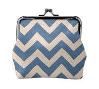 Portamonete con stampa a righe blu, beige, elegante, unico, carino, con chiusura a bacio, impermeabile, per monete