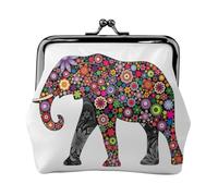 Portamonete con stampa allegra elefante con chiusura a bacio, piccola borsa vintage per uomo e donna, Nero , Taglia unica, Portamonete