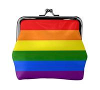 Portamonete con stampa arcobaleno, con chiusura a bacio, piccola borsa vintage per uomo e donna, Nero , Taglia unica, Portamonete