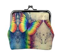 Portamonete con stampa arcobaleno e farfalle, con chiusura a bacio, piccola borsa vintage per uomo e donna, Nero , Taglia unica, Portamonete