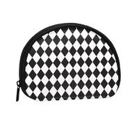 Portamonete con stampa arlecchino nero e bianco, mini portamonete da donna, grazioso portamonete