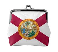 Portamonete con stampa bandiera della Florida con chiusura a bacio, piccola borsa vintage per uomo e donna, Nero , Taglia unica, Portamonete