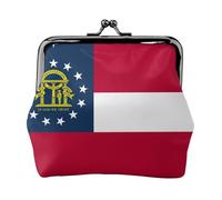 Portamonete con stampa bandiera della Georgia con chiusura a bacio, piccola borsa vintage per uomo e donna, Nero , Taglia unica, Portamonete