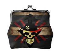 Portamonete con stampa bandiera pirata, portamonete portatile in fibra di pelle, mini portamonete da donna, Nero , Taglia unica, Portamonete
