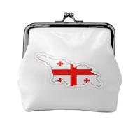 Portamonete con stampa con mappa della Georgia, con chiusura a bacio, piccola borsa vintage per uomo e donna, Nero , Taglia unica, Portamonete