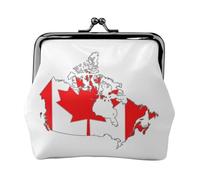 Portamonete con stampa della mappa della bandiera canadese, con chiusura a bacio, piccola borsa vintage per uomo e donna, Nero , Taglia unica, Portamonete