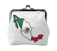 Portamonete con stampa della mappa della bandiera del Messico, con chiusura a bacio, piccola borsa vintage per uomo e donna, Nero , Taglia unica, Portamonete