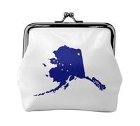 Portamonete con stampa della mappa della bandiera dell'Alaska, piccolo portamonete, porta carte di credito, portamonete, piccolo portafoglio per donne e uomini, nero, Taglia unica, Vintage