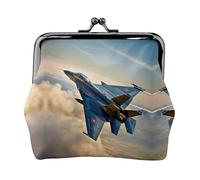 Portamonete con stampa di Aircraft Fighter Jets con chiusura a bacio, piccola borsa vintage per uomo e donna, Nero , Taglia unica, Portamonete