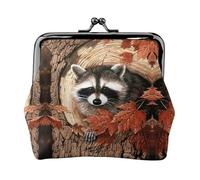 Portamonete con stampa di buchi d'albero in autunno, con chiusura a bacio, piccola borsa vintage per uomo e donna, Nero , Taglia unica, Portamonete