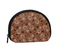 Portamonete con stampa di chicchi di caffè e tazza, grazioso mini portamonete da donna, piccolo portamonete