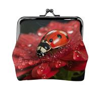 Portamonete con stampa di coccinelle e fiori, piccolo portamonete, portamonete, portamonete, per donne e uomini, nero, Taglia unica, Vintage