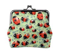 Portamonete con stampa di coccinelle in stile cartone animato, piccolo portamonete, portamonete per donne e uomini, nero, Taglia unica, Vintage