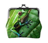 Portamonete con stampa di foglie di rana, elegante, unico, carino, mini portafoglio con chiusura a bacio, impermeabile per monete
