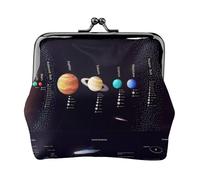 Portamonete con stampa di Giove Saturno con sistema solare, portamonete portatile in fibra di pelle, mini portamonete da donna, Nero , Taglia unica, Portamonete