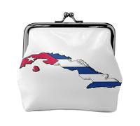 Portamonete con stampa di mappa della bandiera cubana con chiusura a bacio, piccola borsa vintage per uomo e donna, Nero , Taglia unica, Portamonete