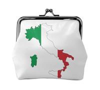 Portamonete con stampa di mappa della bandiera italiana, con chiusura a bacio, piccola borsa vintage per uomo e donna, Nero , Taglia unica, Portamonete