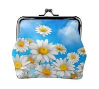 Portamonete con stampa di margherite primaverili, con chiusura a bacio, piccola borsa vintage per uomo e donna, Nero , Taglia unica, Portamonete