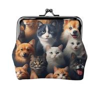 Portamonete con stampa di matti di gatto e cane, squisito, versatile, con chiusura a bacio, piccolo portafoglio con cerniera per monete e carte