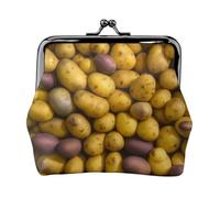 Portamonete con stampa di molte patate, portamonete portatile in fibra di cuoio mini portamonete per le donne, Nero , Taglia unica, Portamonete