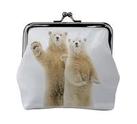 Portamonete con stampa di orso polare, portamonete con chiusura a bacio, piccola borsa vintage per uomo e donna, Nero , Taglia unica, Portamonete