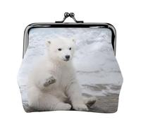 Portamonete con stampa di orso polare, portamonete portatile in fibra di pelle, mini portamonete da donna, Nero , Taglia unica, Portamonete