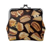 Portamonete con stampa di panini al formaggio per le donne compatto con chiusura a bacio portamonete cerniera viaggio shopping regalo