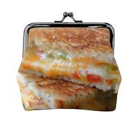 Portamonete con stampa di panini al formaggio per le donne compatto con chiusura a bacio portamonete cerniera viaggio shopping regalo