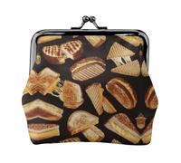 Portamonete con stampa di panini al formaggio per uomo donna in pelle con chiusura a bacio piccolo portamonete